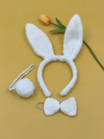 3 pièces/set Serre-tête oreilles de lapin avec nœud papillon, sexy et mignon pour scène, fête, bal de promo, Halloween