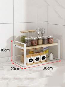 1pc Multi-Layer Storage Rack, Adjustable Height Desktop Storage Shelf, Standing Shelf For Storing Books, Bedroom Study Room Accessories, Home Organization And Storage Supplies - Khaki - View 8