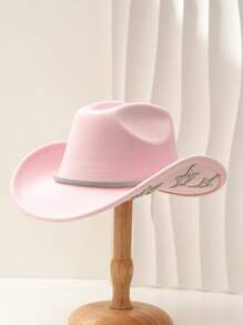 1pc Unisex Solid Color Unique Star Decor Cowboy/Cowgirl Hat, Classy Aesthetic, Suitable For Western Themed Events, Parties, Engagements, Cosplay, Graduation, Masquerade, Festivals, Weddings, Birthday Celebrations, Music Festivals