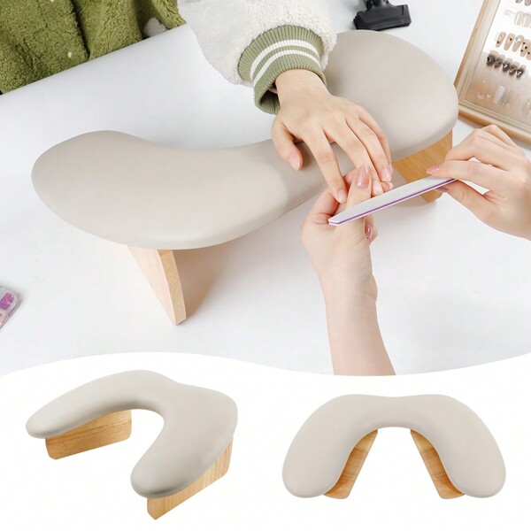 Almohada plegable con bisel para mano de mariposa, cojín de apoyo para manos para nail art, doble mano para mesa de manicura (Color: Café)