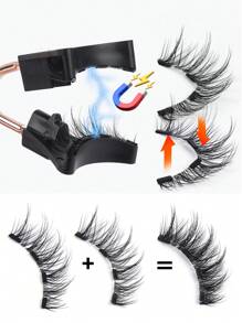 MAGEFY 1 par de kit reutilizable de pestañas postizas magnéticas con succión tipo CC, con clips magnéticos, a prueba de agua, sin pegamento para pestañas de cómic, de estilo puntiagudo mixto, cola alargada que agranda ambos ojos, finas y esponjosas para uso diario, pestañas de manga, esencial para viajar - Pestañas Spiky Manga - Ver 4