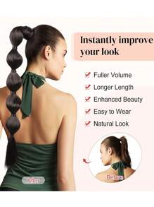Synthetic Lantern Braid Ponytail, Black Natural Long Ponytail Extension Braid With Hairband For Women Daily Wear - Multicolor - View 9
