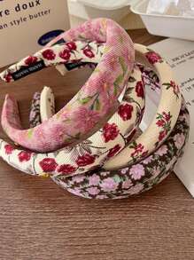 4pcs Women Retro Ditsy Floral Top Knot Headbands, Versatile For Daily, Home, School, Beach, Work, Party, Holiday, Birthday, Back To School, New Year, Mother's Day Gifts,Hairband,Hair Hoop