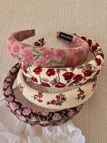 4pcs Women Retro Ditsy Floral Top Knot Headbands, Versatile For Daily, Home, School, Beach, Work, Party, Holiday, Birthday, Back To School, New Year, Mother's Day Gifts,Hairband,Hair Hoop