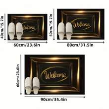 1pc Elegant Golden Modern Entry Rug For High Traffic Areas,Stain-Resistant Welcome Doormat - Machine Washable, Non-Slip Backed, Low Pile Entrance Mat, Polyester, Indoor/Outdoor Home Decor Gifts Birthday Graduation - Multicolor - View 4