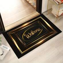 1pc Elegant Golden Modern Entry Rug For High Traffic Areas,Stain-Resistant Welcome Doormat - Machine Washable, Non-Slip Backed, Low Pile Entrance Mat, Polyester, Indoor/Outdoor Home Decor Gifts Birthday Graduation - Multicolor - View 3