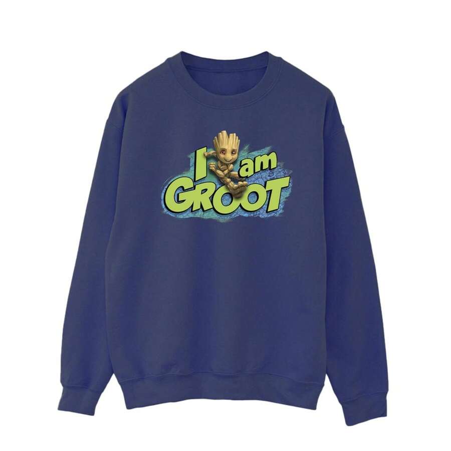 Marvel Sudadera de los Guardianes de la Galaxia con diseño "I Am Groot" para hombres (Azul marino) - Azul - Ver 1