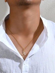 1 Pc Fashionable Intellectual Crystal Crown Initial Pendant Necklace For Teenagers 26 Letters Jewelry Noble Necklace Suitable For Boys Exquisite Birthday Gift
