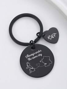 1 件不锈钢金属定制钥匙扣远距离关系礼物，永远在同一片天空下，定制选择国家钥匙扣，家庭情侣钥匙扣，国家钥匙扣，个性化国家地图礼物，适合情人节礼物，告别礼物，以及送给最好的朋友的礼物 - 彩色 - 查看 12