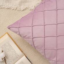 1pc/2pcs Rhombus Pattern Sherpa Pillow Cover (Pillow Insert Not Included), Square Cushion Cover, Holiday Home Decor Pillow, Soft & Cozy Linen-Like Fabric, Modern Decoration For Sofa, Bedroom, Dorm - Mauve Purple - View 7