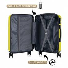 Maleta de viaje rígida de 20 pulgadas para llevar a bordo, equipaje de mano con 4 ruedas y candado integrado, variedad de colores - Amarillo - Ver 5