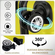 Maleta de viaje rígida de 20 pulgadas para llevar a bordo, equipaje de mano con 4 ruedas y candado integrado, variedad de colores - Amarillo - Ver 6