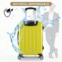 Maleta de viaje rígida de 20 pulgadas para llevar a bordo, equipaje de mano con 4 ruedas y candado integrado, variedad de colores - Amarillo - Ver 4
