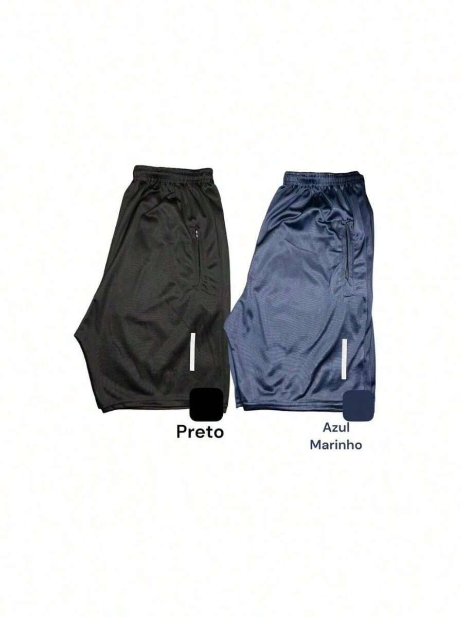 Kit 2 Dry Fit Bermuda Shorts Sports Training With Zipper Pocket! Resale - 藏蓝色 - 查看 1