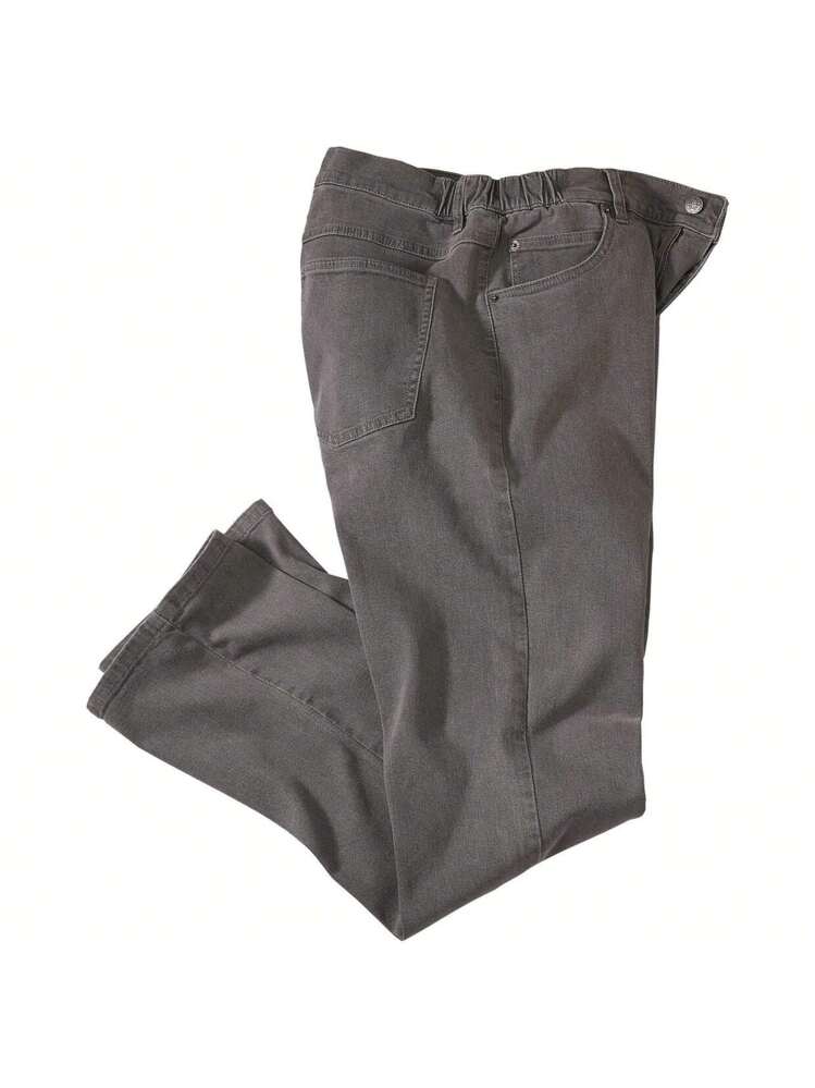 Atlas For Men Mens Elasticated Waist Regular Jeans (Grey) - 373gsm