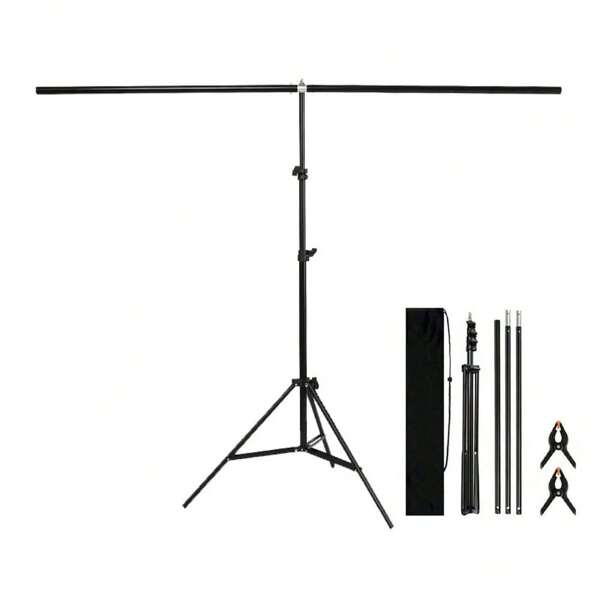 NEWKS Portable Backdrop Stand - 6.5ft X 6.5ft /2m X 2m (W X H) Adjustable T-Shape Stand With 2PCS Spring Clamps, 1P Carry Bag For Photoshoot Parties Background,For Photo Studio, Parties, Weddings