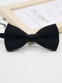 1pc Men's Solid Color Double Layer Bow Tie, Versatile For Party, Performance And Formal Suit