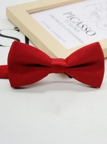 1pc Men's Solid Color Double Layer Bow Tie, Versatile For Party, Performance And Formal Suit