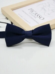 1pc Men's Solid Color Double Layer Bow Tie, Versatile For Party, Performance And Formal Suit
