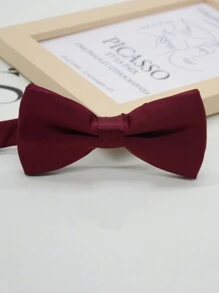 1pc Men's Solid Color Double Layer Bow Tie, Versatile For Party, Performance And Formal Suit