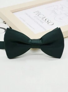 1pc Men's Solid Color Double Layer Bow Tie, Versatile For Party, Performance And Formal Suit