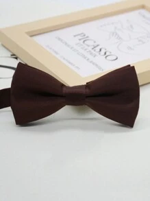 1pc Men's Solid Color Double Layer Bow Tie, Versatile For Party, Performance And Formal Suit