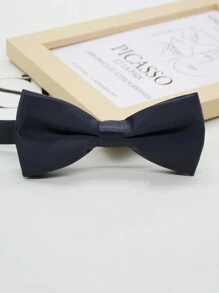 1pc Men's Solid Color Double Layer Bow Tie, Versatile For Party, Performance And Formal Suit