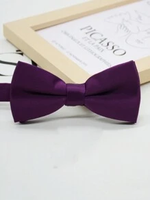 1pc Men's Solid Color Double Layer Bow Tie, Versatile For Party, Performance And Formal Suit