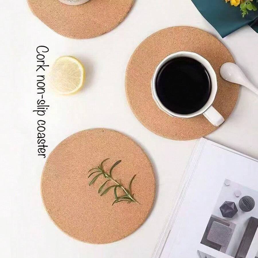 Cork Table Mat Non-Slip Heat Insulation Mat, Dish Mat, Silent Placemat, Round Coffee Coaster, Suitable For Home Desks