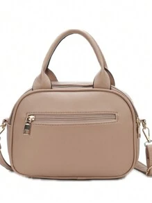 Modern Women's Handbag With Multiple Zippers For Carrying - Màu be - Xem 3