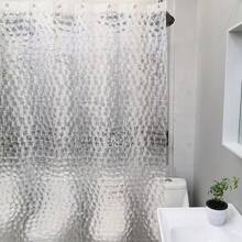 1 件浴室 3D 水立方 PEVA 加厚防水浴帘，半透明隔断帘，女士情人节礼物生日男友女友返校浴室装饰 - 半透明 - 查看 4