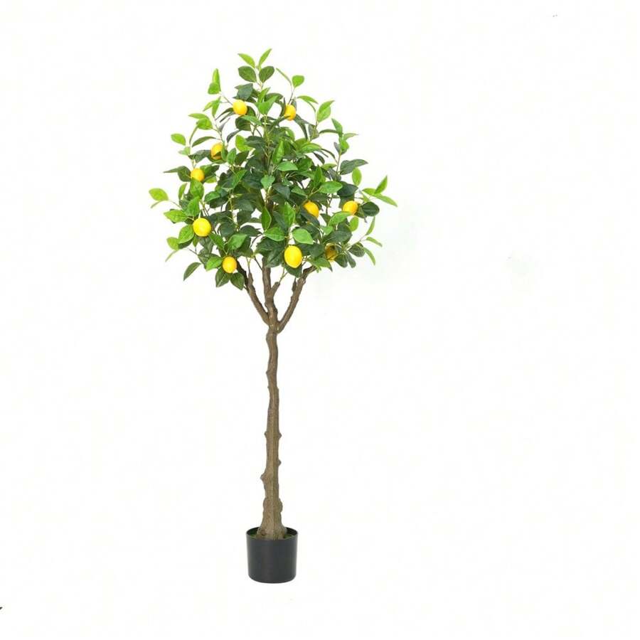 Artificial Lemon Tree,4FT/5FT Tall Fake Lemon Plant In Pot,Faux Lemon Fruit Tree Indoor Fruit Tree For Home Decor Office Living Room - 橘色 - 查看 1