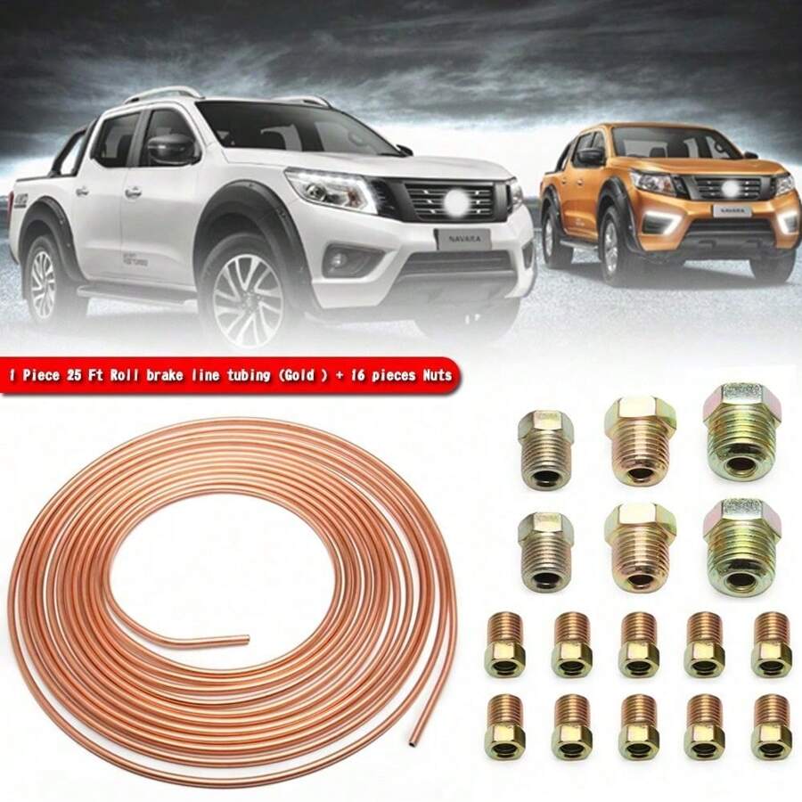 Copper Brake Line Tubing Kit 3/16 OD 25 Foot Coil Roll All Size Fittings - 金色 - 查看 1