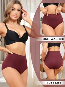 4-Pack Multi Color Women Tummy Control Underwear High Waisted Seamless Panties No Show Postpartum Briefs S-XXL - 彩色 - 查看 2