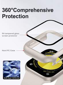 3-Piece Men's And Women's Protective Case With Tempered Film Compatible With Apple Watch Case 38mm, 40mm, 41mm, 42mm, 44mm, 45mm, 49mm 10(42mm) 10(46mm), With Screen Protection Film Fully Covering Hard Case Protection Compatible With Apple Watch Series 8 7 6 5 4 3 2 1 SE Ultra