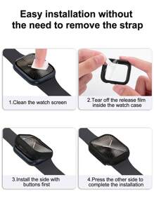 3-Piece Men's And Women's Protective Case With Tempered Film Compatible With Apple Watch Case 38mm, 40mm, 41mm, 42mm, 44mm, 45mm, 49mm 10(42mm) 10(46mm), With Screen Protection Film Fully Covering Hard Case Protection Compatible With Apple Watch Series 8 7 6 5 4 3 2 1 SE Ultra