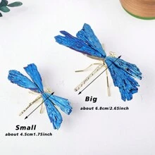 1 件天然水晶石黑色电气石光环蓝色火焰羽毛 DIY 蜻蜓动物装饰批发 7 月 4 日女士父亲爸爸礼物 - 藍羽蜻蜓 - 查看 12