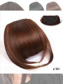 Natural Straight Synthetic Bangs High Temperature Fiber Clip-In Full Bangs With Fringe Of Hair 6 Inch Elegant Women's Clip-In Synthetic Hair Bangs With Sideburns - Perfect For Daily Use & Instant Style Upgrade Synthetic Women's Hair Short Straight Bangs Brown Black Red Wig Clip In Hairpieces For Black Heat Resistant Fiber