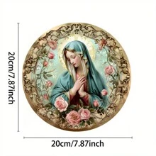 1 szt. Metalowa folia rzeźbiona róża aureola dekoracyjna taca, antyczna metalowa sztuka ścienna, odpowiednia do wnętrz/na zewnątrz, wystrój domu, świetna do salonu, jadalni, kawiarni, garażu - 8x8 cali, losowy styl