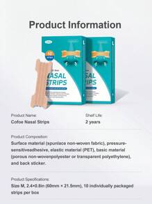 Cofoe 呼吸鼻贴 鼻塞贴 通气鼻贴 - 单独包装 10片/盒（60毫米*21.5毫米） - 藍色(M) - 查看 11