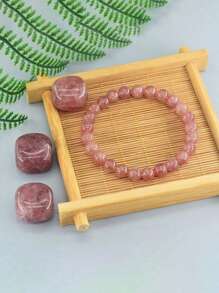 1pc Natural Strawberry Crystal Quartz Bead Bracelet Balance Energy Yoga Meditation Jewelry For Women Men