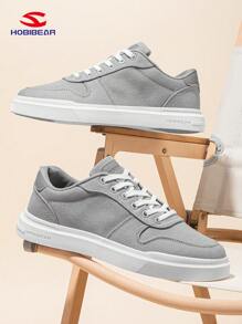 HOBIBEAR Plus Size Men's Breathable Non-Slip Casual Sneakers - Lace-Up, Fashionable, Minimalist Design, Thick Sole, Low-Top
