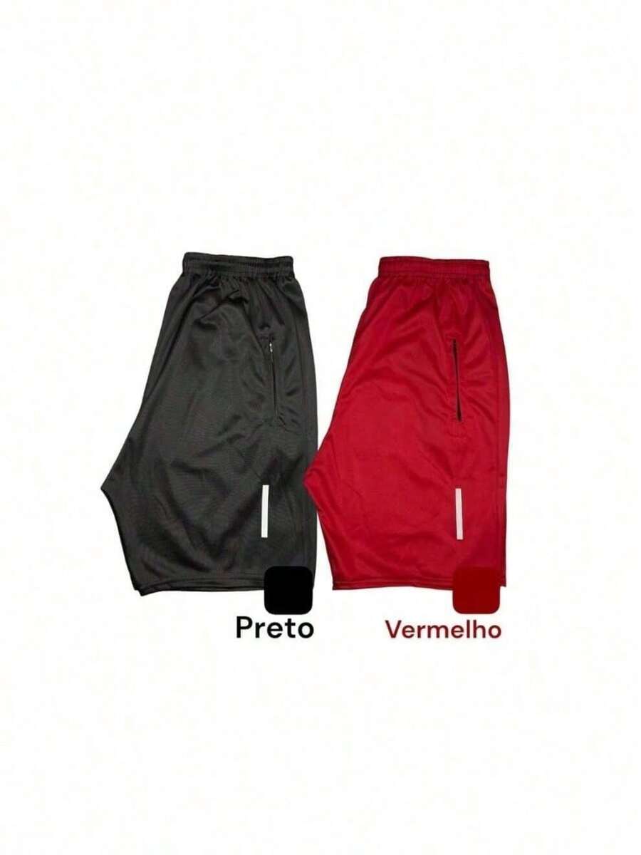 Kit 2 Dry Fit Bermuda Shorts Sports Training With Zipper Pocket! Resale - 紅色 - 查看 1