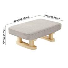 Small Wooden Footstool Footrest Pouffe Foot Stool Padded Bench - Light Grey - View 2