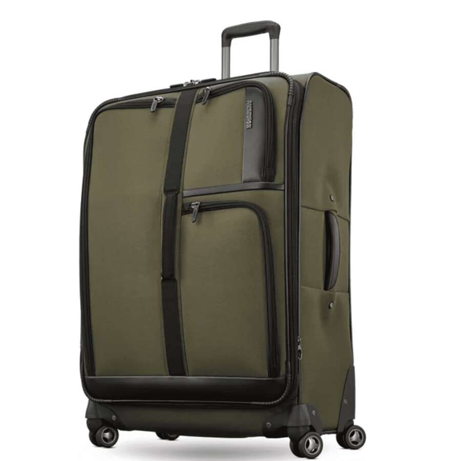 American Tourister Cargo Max 29" Softside Large Checked Spinner Luggage Single Piece - Olive - Màu xanh Ô liu - Xem 1