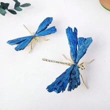 1 件天然水晶石黑色电气石光环蓝色火焰羽毛 DIY 蜻蜓动物装饰批发 7 月 4 日女士父亲爸爸礼物 - 藍羽蜻蜓 - 查看 10