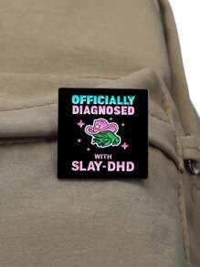 1pc Officially Diagnosed With Slay-DHD Enamel Pins Pink Cowboy Hat Frog Brooch Backpack Lapel Badge Funny Jewelry Gift