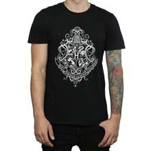 Harry Potter T-shirt Hommes avec écusson Draco Dormiens de Poudlard (Noir)