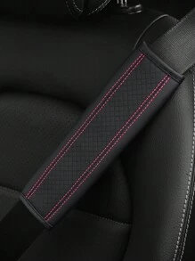 MEIKAXIU 1pc PU Leather Embossed Car Seat Belt Cover Protector, Universal Car Interior Decorative Accessories, All Season,Car Acessesories - 均碼 - 查看 2