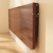 Wall Mounted Table Drop-Leaf Folding Floating Table Space Saving Writing Desk Foldable Wall Shelf - Brown - View 6